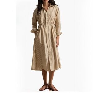 Ralph Lauren Striped Beige Long Sleeve Dress